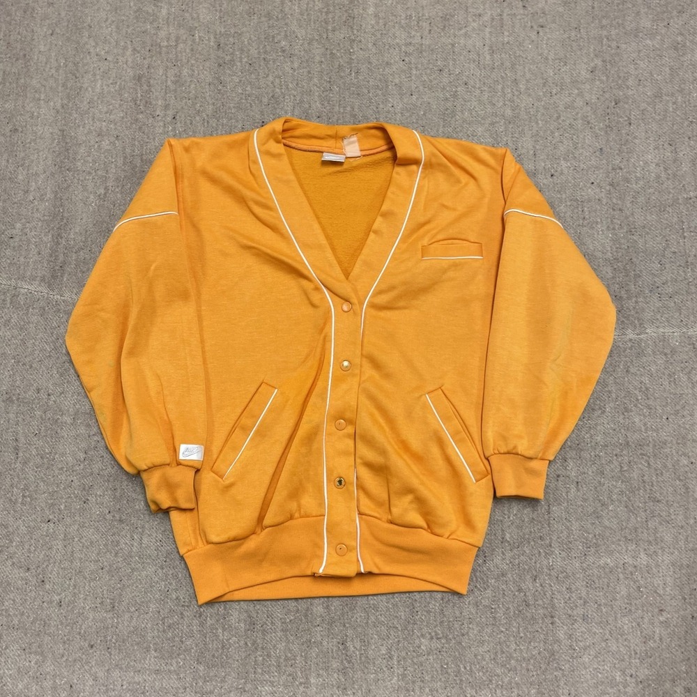 Vintage Nike Cardigan‎ Mens Medium Yellow 1990s Gray tab button up